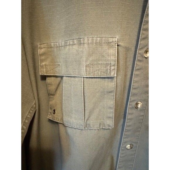 Browning Mens LRG Heavy Cotton Long Sleeve Button Front Hunting Shirt Green EUC - Picture 3 of 14